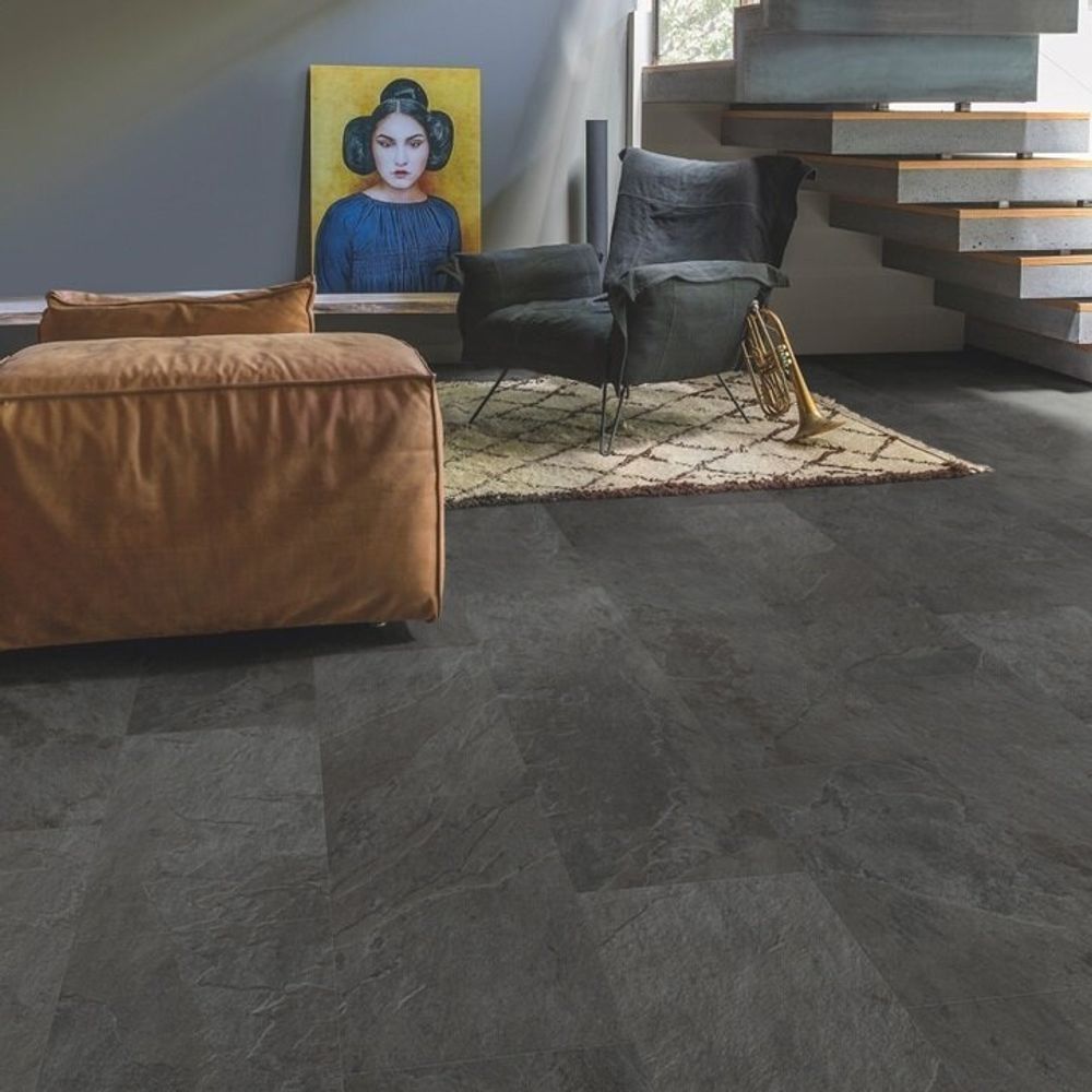 Вінілова підлога Quick Step Oro Base Tiles 40035 Сланець чорний